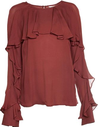 Veronica Beard Rust coloured ruffle top