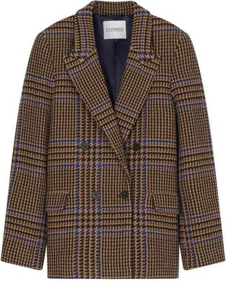 Closed Jassen, Dames, Bruin, S, Wol, Fitted Doublebreasted Blazer