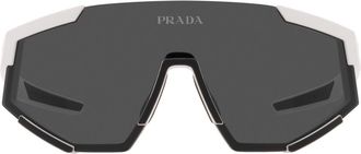 Prada 39mm Shield Sunglasses in White Rubber/dark Grey at Nordstrom