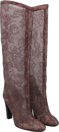 Valentino Womens textile Floral Lace Detailed Knee-High Boot (Authentic Pre-Loved)