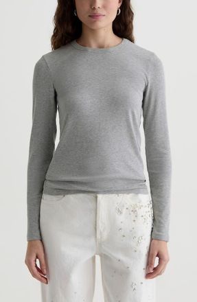 AG - Adriano Goldschmied Julia Rib Long Sleeve Top in Heather Grey at Nordstrom, Size X-Large