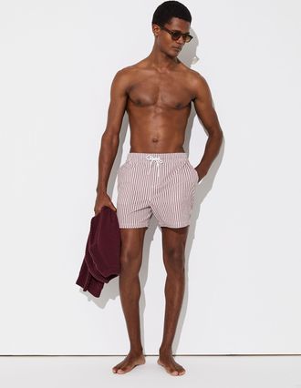 Reiss Rose Pink & white Seersucker Stripe Swim Shorts, 2XL