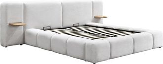 Vente-Unique Canap&eacute; abatible con mesitas de noche 160 x 200cm - Tela boucl&eacute; - Beige - VILACO