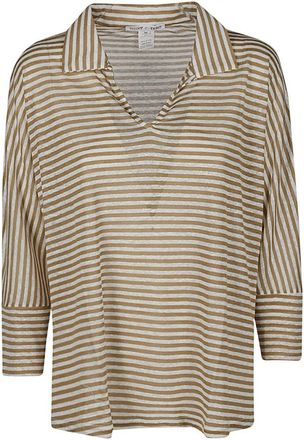 Zero &deg;C Tunics, female, Beige, Size: M Striped Polo Shirt