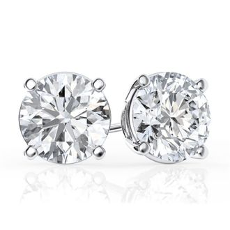 Grown Brilliance 5 Carat Round Lab Grown Diamond Stud Earrings in 14K White Gold