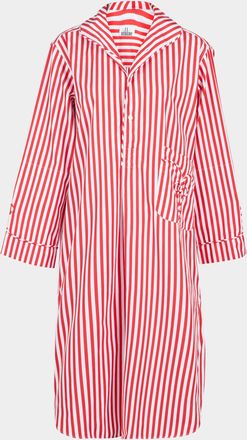 Sébline Frogging Hand-Embroidered Cotton Pajama Shirt Dress Size: L