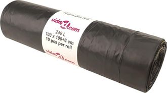 vidaXL Bolsas De Basura Con Cierre De Cord&oacute;n 150 Unidades Negras 240 L Vidaxl
