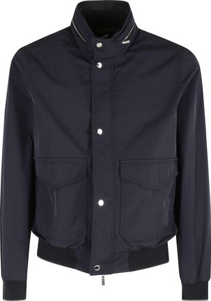 Moorer Dark Blue Tanner At Concealed-Hood Polyester Jacket