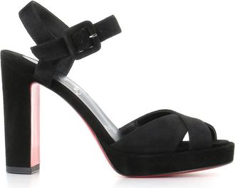 Christian Louboutin Cora 100 Sandaal - Dames - Sandalen met hakken - Zwart - 36 EU - Leer - Schoenen