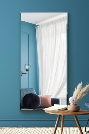 MirrorOutlet All Glass Modern Bevelled Wall or Leaner Mirror 59 X 24 (150x60CM) in Silver | Size: 1 Pack