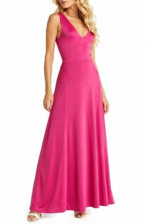 By Design Geneva V-Neck Sleeveless Maxi Dress in Fuchsia Red at Nordstrom Rack, Size X-Small