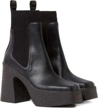 Stella McCartney Zwarte hoge hak laarzen met zijrubber inzetstukken - Dames - Laarzen met Hak - Zwart - 40 EU - Schoenen
