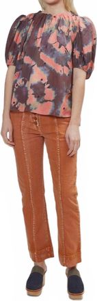 Ulla Johnson Pre-Loved Isolda Silk Short Sleeve Blouse With Tie Back In Rosewood