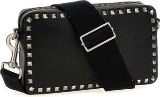 Valentino Garavani Mens Black Calfskin Crossbody Bag