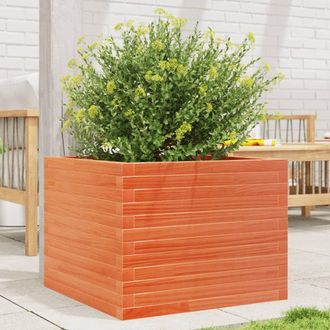 Berkfield Home Garden Planter Wax Brown 60x60x45.5 cm Solid Wood Pine