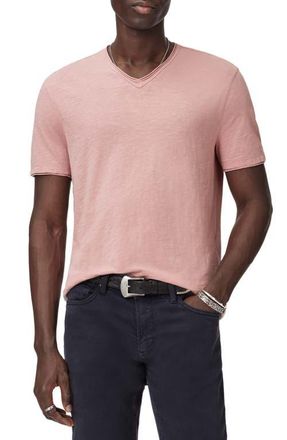 John Varvatos Miles Slub Organic Cotton Raw Edge T-Shirt in Pink Sand at Nordstrom, Size Xx-Large