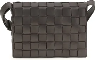 Bottega Veneta Mens Messenger Crossbody Bag Orto Espresso-Silver Calf Leather Shoulder Espresso/silver