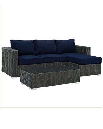 ModWay Sojourn 3-Piece Outdoor Patio Sunbrella Sectional Set