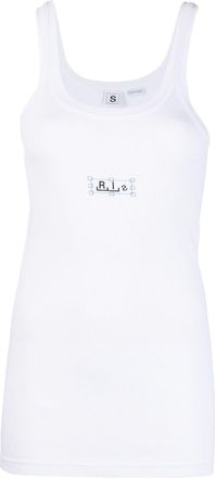 Random Identities logo-print ribbed-knit tank top - women - Cotton - M - White