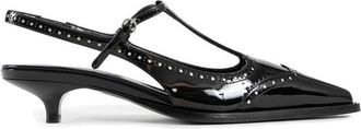 Miu Miu Leren Slingback Pumps - Dames - Pumps - Zwart - 38 1/2 EU - Leer - Schoenen