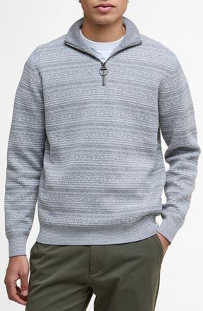 Barbour Dartfield Quarter Zip Cotton & Wool Sweater in Light Grey at Nordstrom, Size Xx-Large