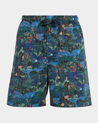 Derek Rose Men & apos;s Cotton Batiste Jungle Print Lounge Shorts