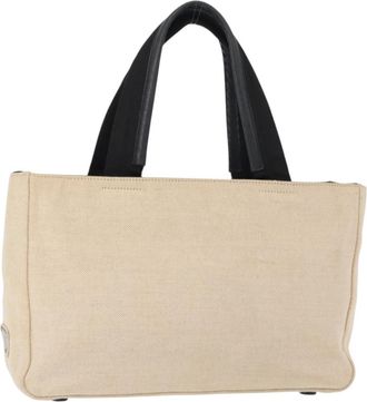 Prada Vintage Handbag Canvas Beige Canvas Handbag (Pre-Owned)