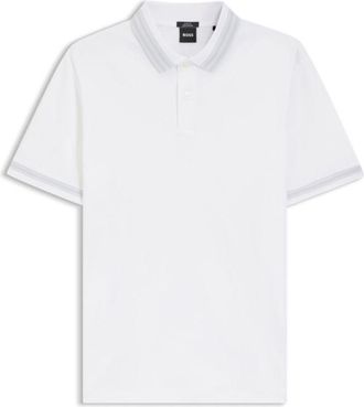 BOSS Contrast-tipping slim-fit polo shirt in mercerised cotton