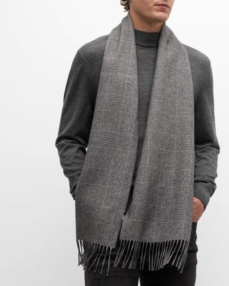 PIACENZA 1733 Men & apos;s Dallas Silk-Cashmere Glen Check Scarf