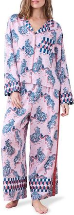 Printfresh Rittenhouse Satin Pajamas in Blush/Bashful at Nordstrom, Size X-Large