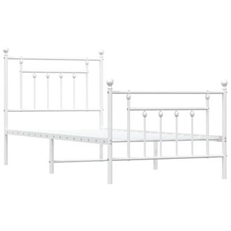 Berkfield Home Metal Bed Frame with Headboard & Footboard White 90x190 cm Single