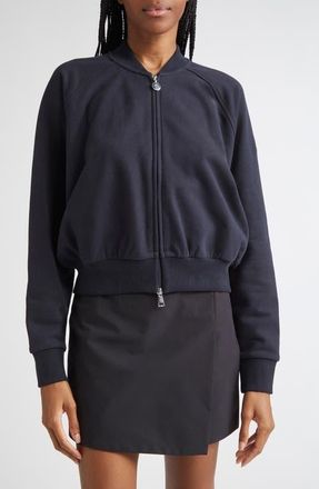 Moncler Zip Crop Cotton Cardigan in Blue at Nordstrom, Size X-Small