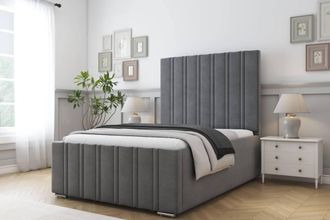Comfort Beds Lorenzo Coniston Bed Frame - 50 Upholstered Headboard in Dark Grey | Size: Double