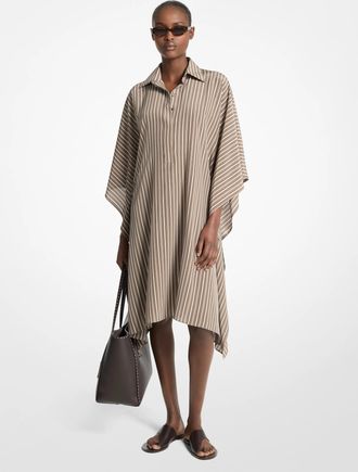 Michael Kors Striped Crepe de Chine Caftan Shirtdress