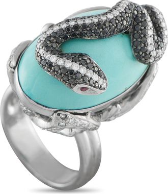 Luxury Bazaar 18K White Gold 2.42ct Diamond and Turquoise Ring MF27-011626