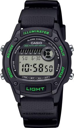 Casio Mens Black Digital Watch with Green Accents - W-220H-1A3VCF