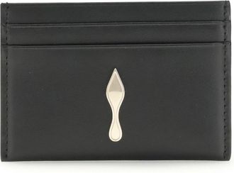 Christian Louboutin Womens Bettina Card Holder Black And Gold Black-Gold Calf Leather Bos Taurus Wallets & Purses Black/gold