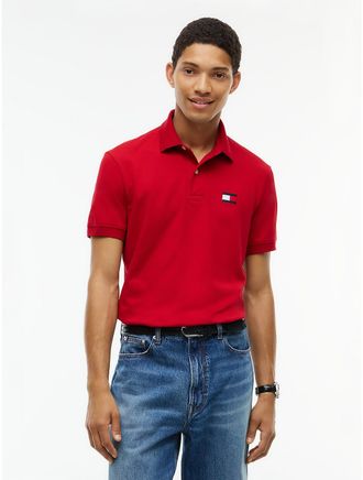 Tommy Hilfiger Mens Regular Fit Flag Logo Polo - Medium Red - XXL