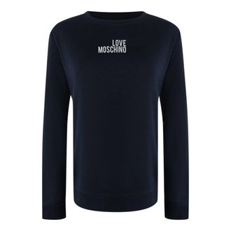 Moschino Love Moschino Marineblauwe T-shirt Met Lange Mouwen En Klein Wit Logo