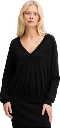 Elisabetta Franchi V-neck Breiwerk - Dames - V-hals truien - Zwart - XS - Wol - Truien & Vesten
