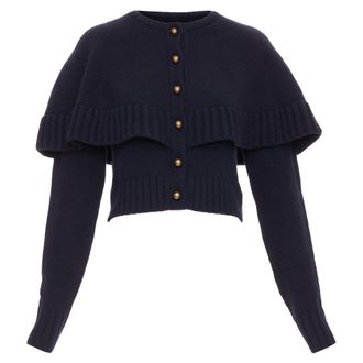 Chlo&eacute; Chloe wool cashmere globe buttons cape cardigan