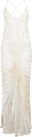 Roberto Cavalli Slipjurk met Ray Devor&eacute; Print - Dames - Avondkleed - Wit - S - Rayon - Kleedjes