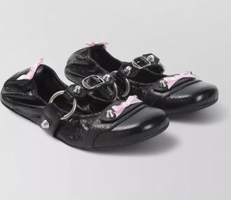 Balenciaga city flat sandals bow studs texture