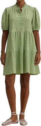 Velvet Textured Gauze Hilson Dress In Green