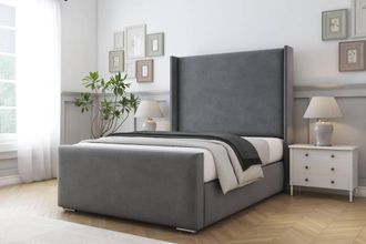 Comfort Beds Madrid Coniston Bed Frame With Mattress-50 Upholstered Wingback in Dark Grey | Size: Small Double