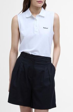 Barbour Bowford Sleeveless Cotton Polo Shirt in White at Nordstrom, Size 14 Us