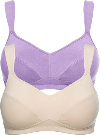 Bonprix B&uuml;gel-BH BONPRIX BH ohne B&uuml;gel mit Baumwolle (2er Pack), Damen, Gr. 11,5, Cup B, flieder, sandbeige, Obermaterial: 95% Baumwolle, 5% Elasthan. Futter: