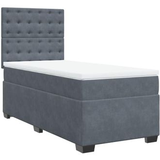 vidaXL Vidaxl - Cama Box Spring Con Colch&oacute;n Terciopelo Gris Oscuro 80x200 Cm
