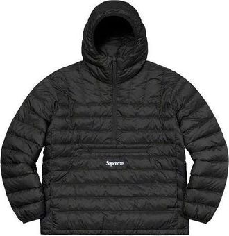 SUPREME Micro Half Zip Hooded Pullover Black White SUP-FW21-319