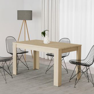 Dmora Mesa Fija Luarca, 6 Plazas, Superficie Efecto Doga, Forma Rectangular, 135x80x76h Cm, Marr&oacute;n Roble
